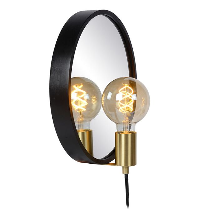 Éclairage miroir rustique noir, Reflex, avec interrupteur