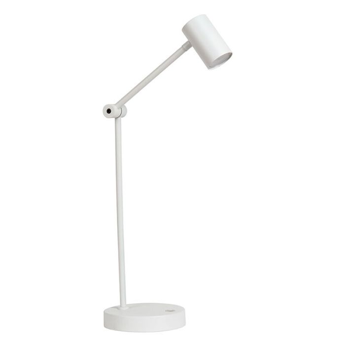 Lampe de table rechargeable moderne blanche, Tipik, 3W, 2700K LED, avec variateur tactile