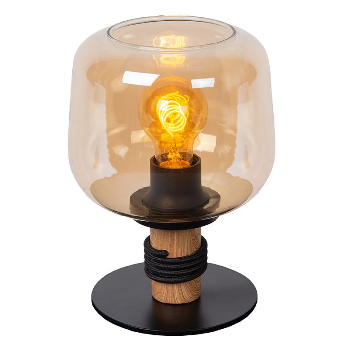 Lampe de table rétro ambre, Ilona, avec interrupteur