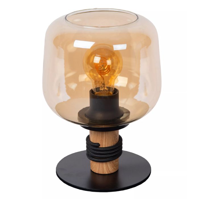 Lampe de table rétro ambre, Ilona, avec interrupteur
