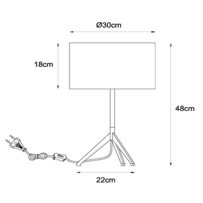 Lampe de table moderne noire, Tondo, avec interrupteur