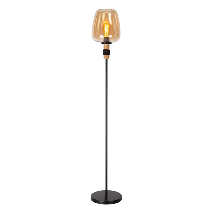 Lampadaire rétro ambre, Ilona, avec interrupteur