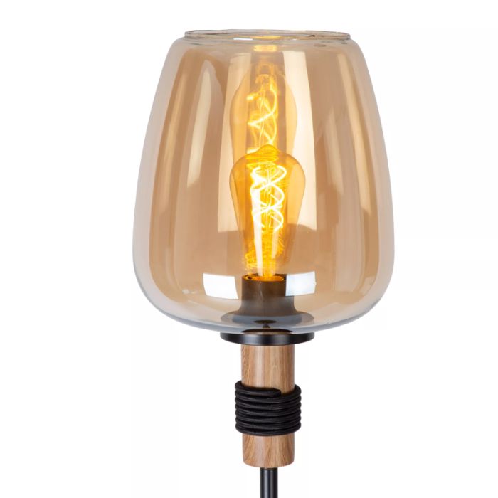 Lampadaire rétro ambre, Ilona, avec interrupteur