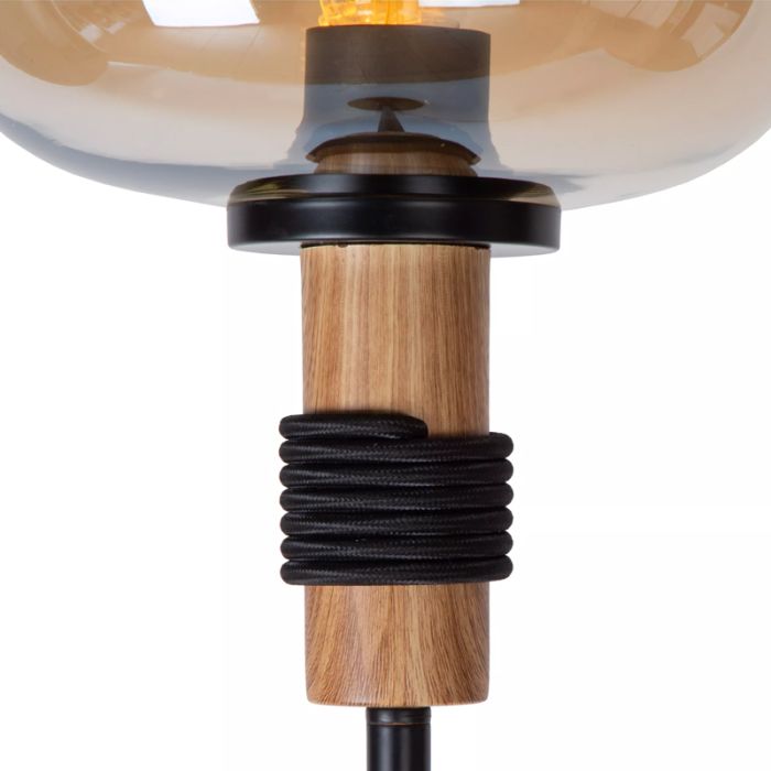Lampadaire rétro ambre, Ilona, avec interrupteur