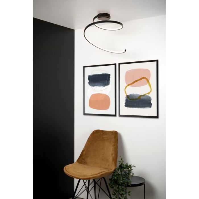 Lampe plafond moderne noire, Maxence, 24W, 3000K LED
