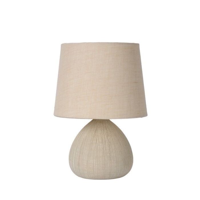 Lampe de table en céramique beige, Ramzi, avec interrupteur