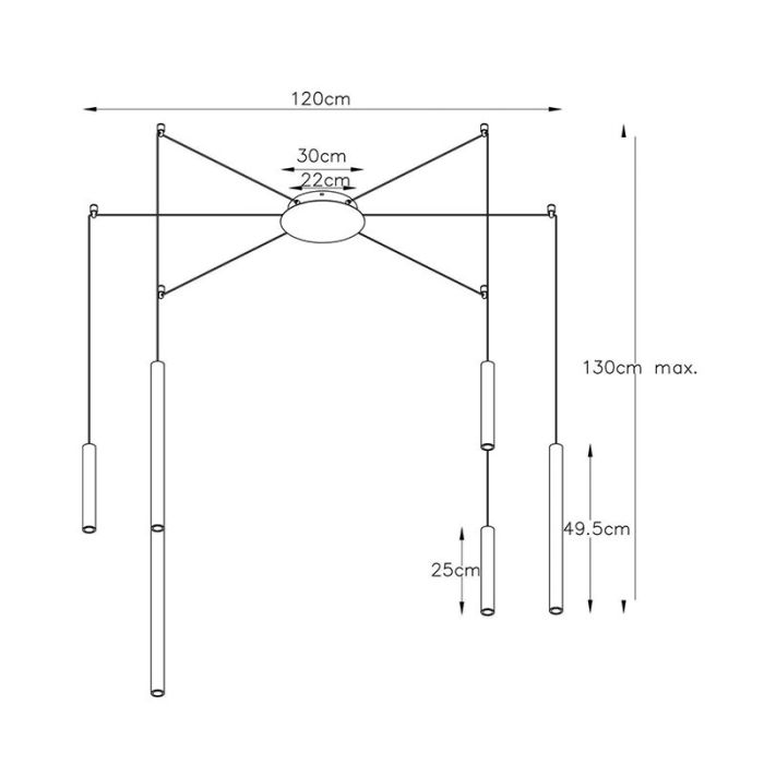 Suspension moderne noire, Lorenz, 4W, 3000K LED