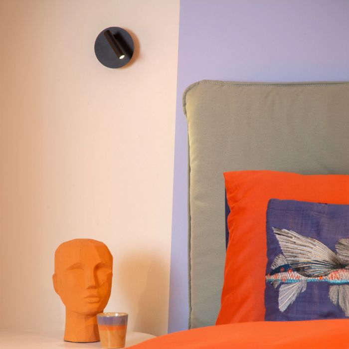 Lampe de chevet moderne noir, Jolijn, 2W, 3000K LED, avec interrupteur