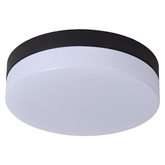 Plafonnier salle de bain en plastique noir, Biskit, 12W, 2700K LED, IP44