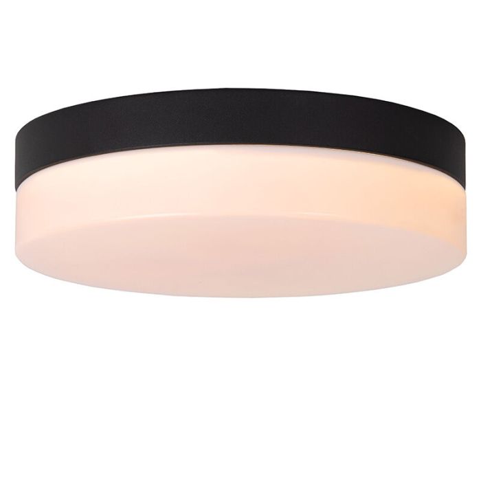 Plafonnier salle de bain en plastique noir, Biskit, 12W, 2700K LED, IP44