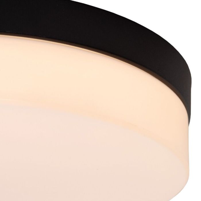 Plafonnier salle de bain en plastique noir, Biskit, 12W, 2700K LED, IP44