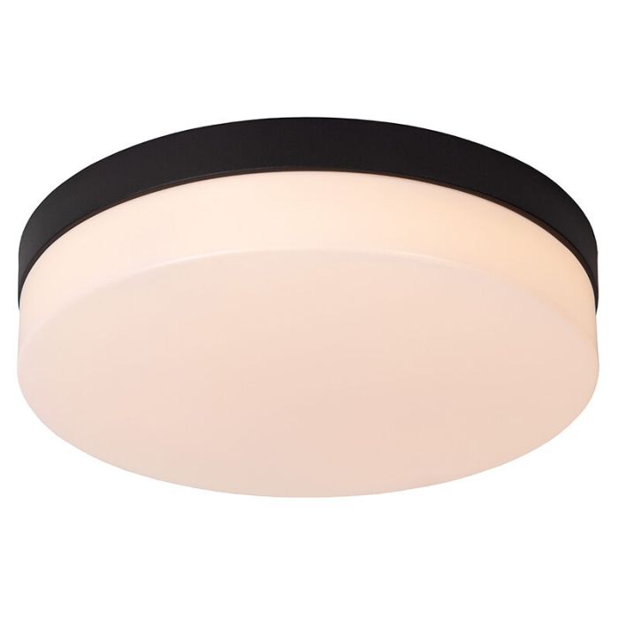 Plafonnier salle de bain en plastique noir, Biskit, 18W, 2700K LED, IP44