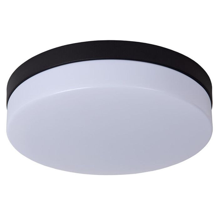 Plafonnier salle de bain en plastique noir, Biskit, 18W, 2700K LED, IP44