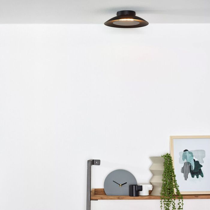 Lampe plafond moderne noire, Foskal, 6W, 2700K LED
