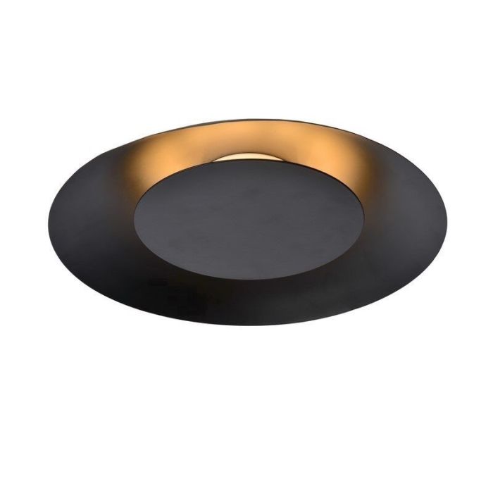 Lampe plafond moderne noire, Foskal, 12W, 2700K LED