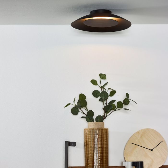 Lampe plafond moderne noire, Foskal, 12W, 2700K LED