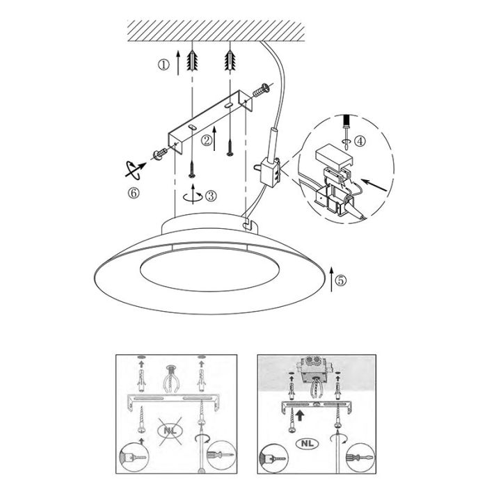 Lampe plafond moderne noire, Foskal, 12W, 2700K LED