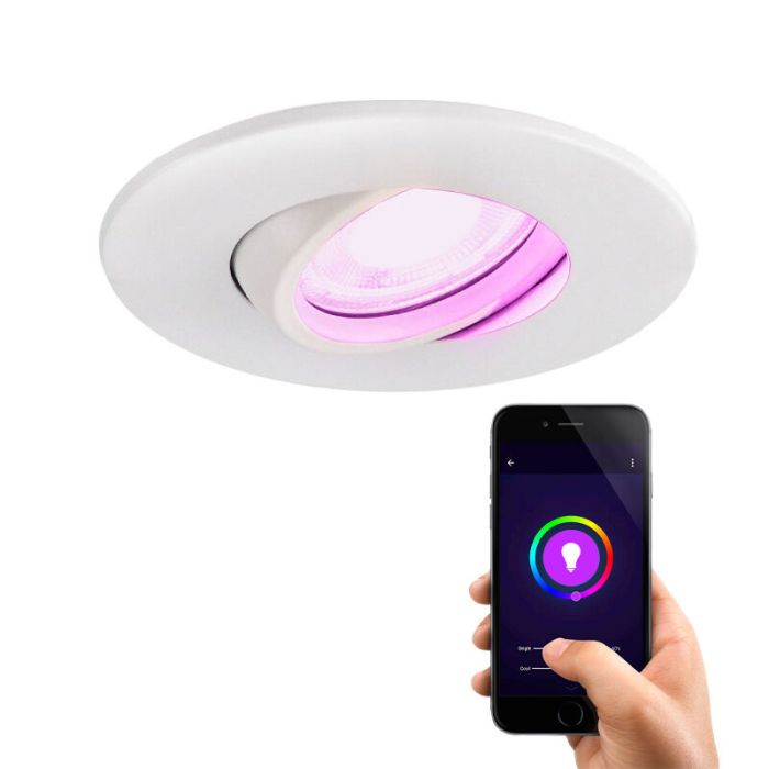 Spot encastré connecté blanc moderne, Jill, IP65, 4,5W, RGBW