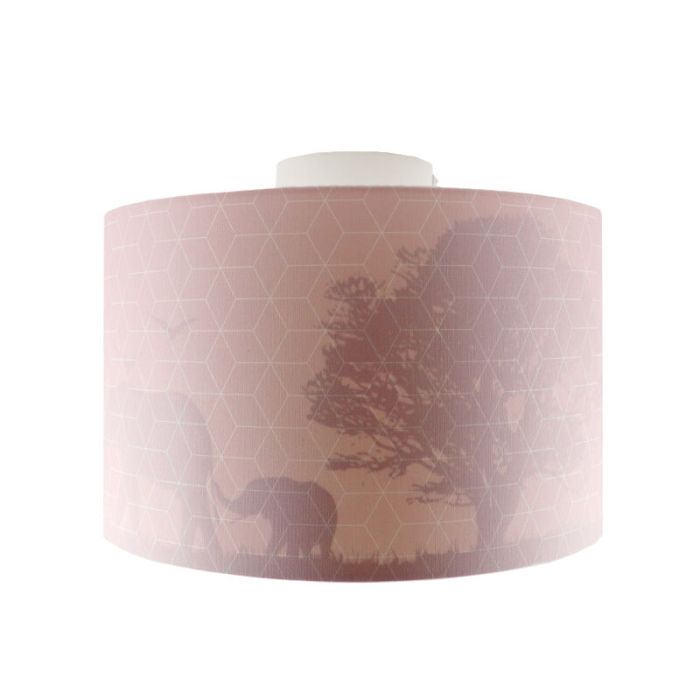 Plafonnier pour enfants rose en tissu, Safari