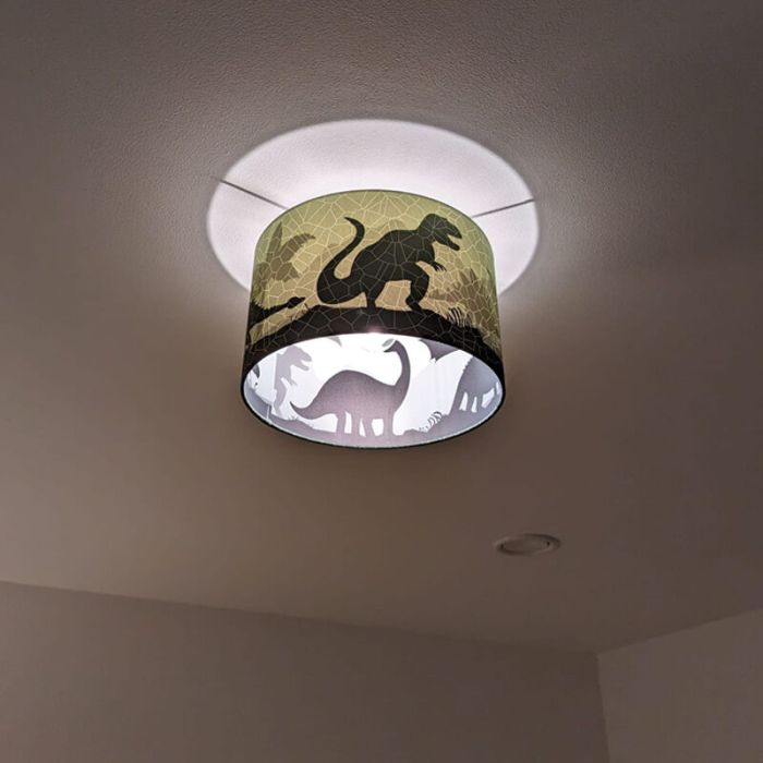Plafonnier pour enfants vert moderne, Dino