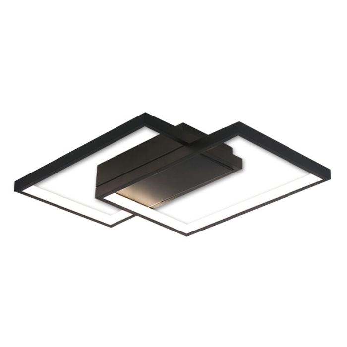 Lampe plafond en aluminium noire, Kimber, 45W, blanc chaud à froid réglable LED, avec télécommande