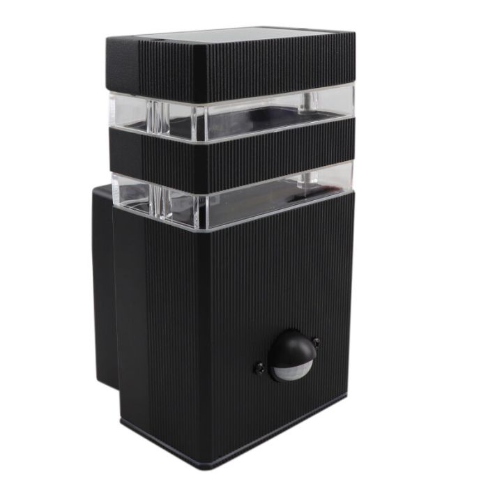 Applique extérieur avec détecteur de mouvement en aluminium noire, Albin, IP54