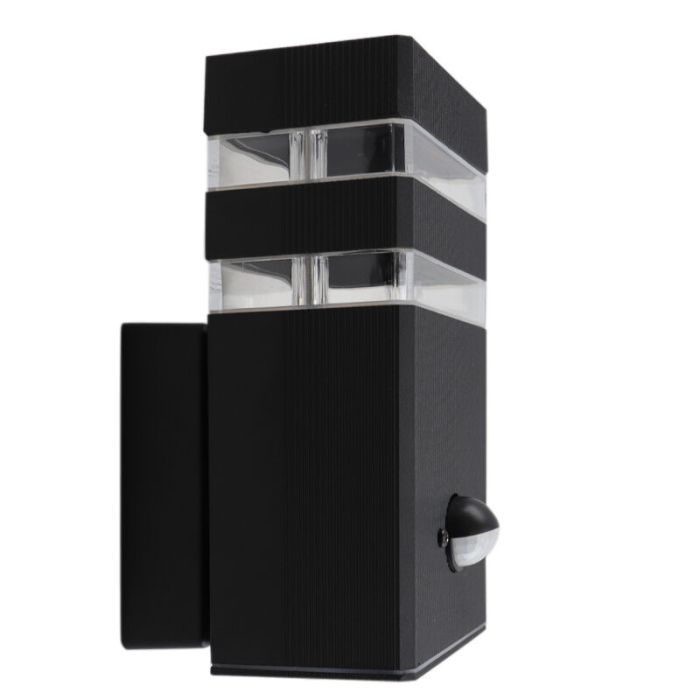 Applique extérieur avec détecteur de mouvement en aluminium noire, Albin, IP54