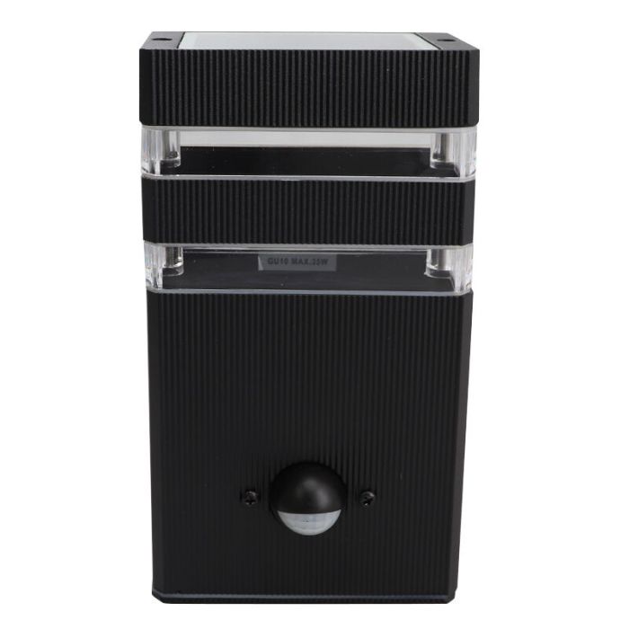 Applique extérieur avec détecteur de mouvement en aluminium noire, Albin, IP54