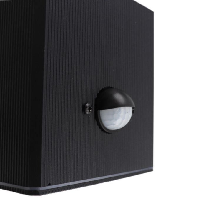 Applique extérieur avec détecteur de mouvement en aluminium noire, Albin, IP54
