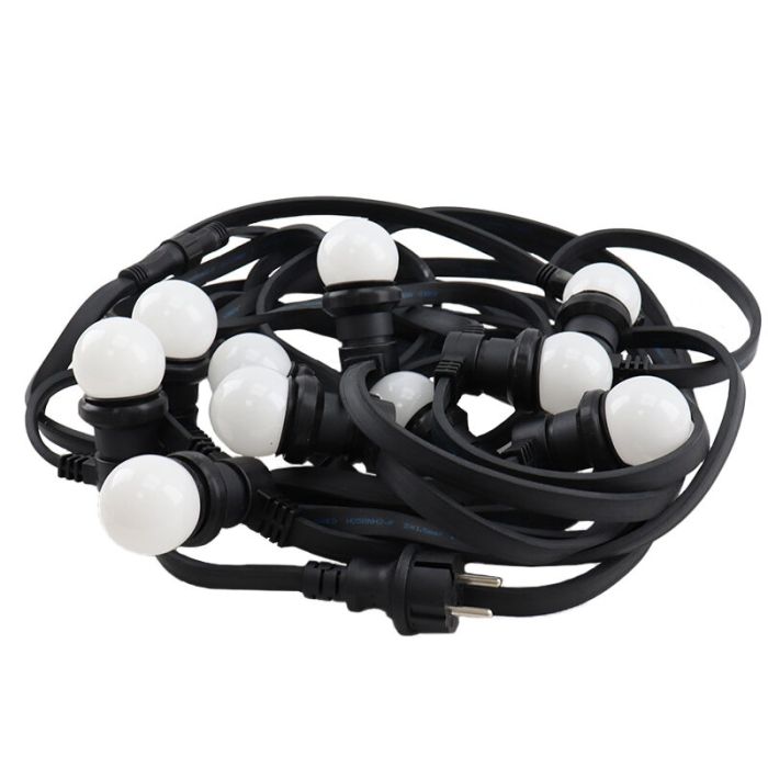 50m guirlande guinguette avec 50 ampoules blanches