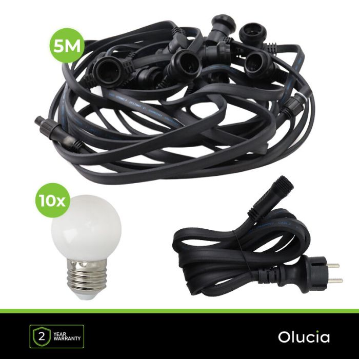 5m guirlande guinguette avec 10 ampoules blanches