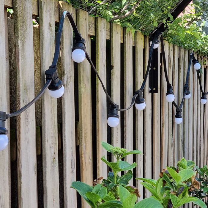 20m guirlande guinguette avec 40 ampoules blanches