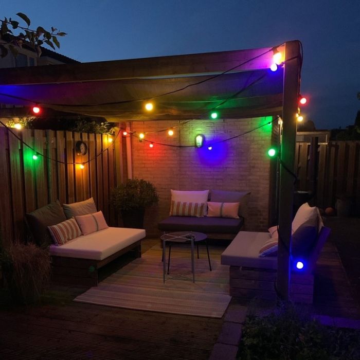 30m guirlande guinguette avec 30 ampoules colorées