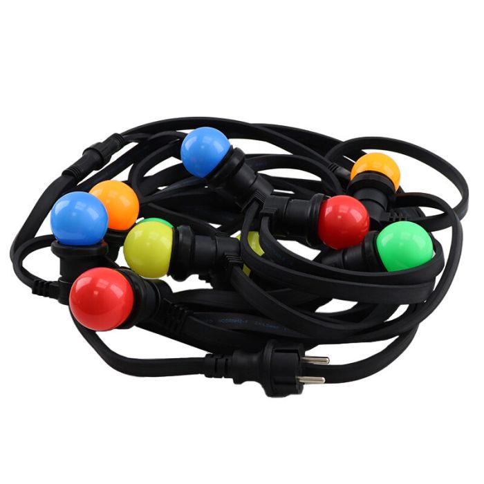 5m guirlande guinguette avec 10 ampoules colorées