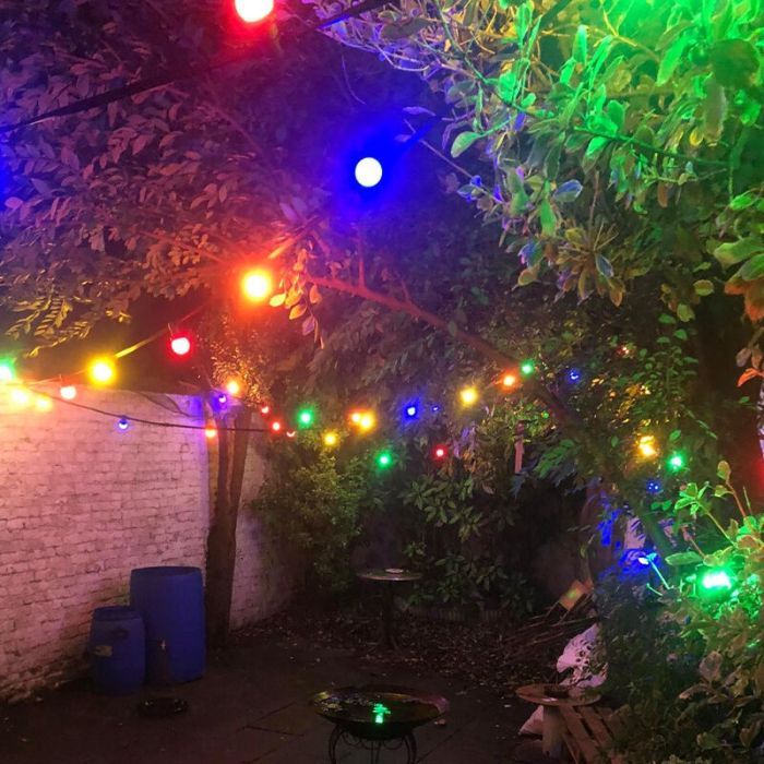 90m guirlande guinguette avec 180 ampoules colorées