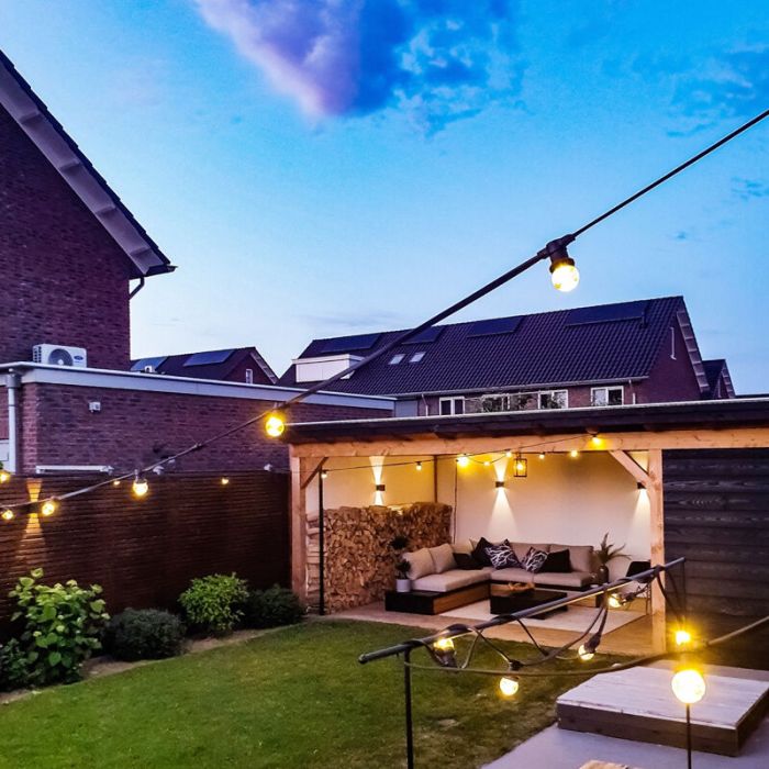 25m guirlande guinguette avec 25 dimmable ampoules transparantes