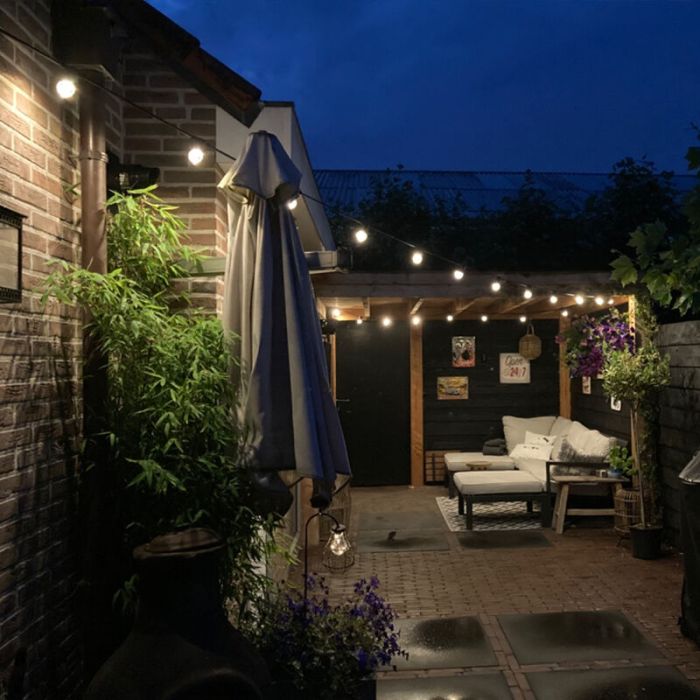 25m guirlande guinguette avec 25 dimmable ampoules transparantes