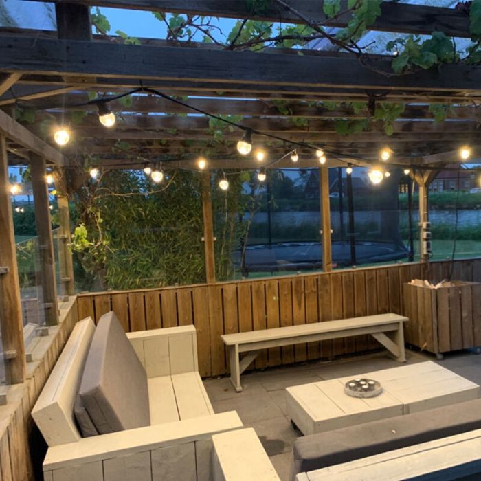 25m guirlande guinguette avec 25 dimmable ampoules transparantes