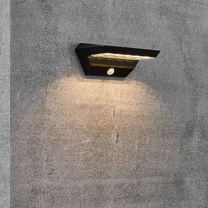 Applique solaire extérieur moderne noire, Agena, 4,5W, 3000K LED, IP44