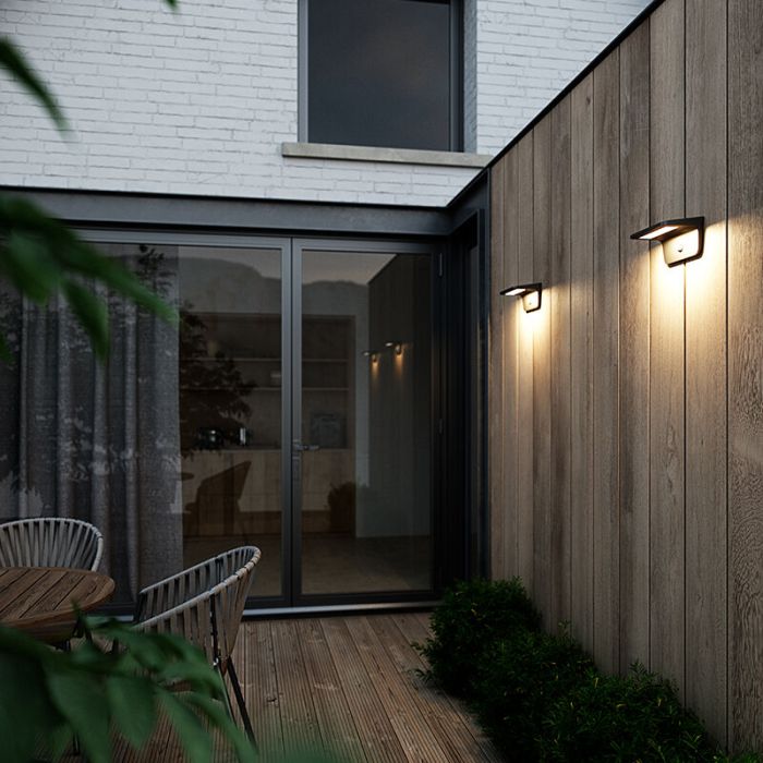 Applique solaire extérieur moderne noire, Agena, 4,5W, 3000K LED, IP44