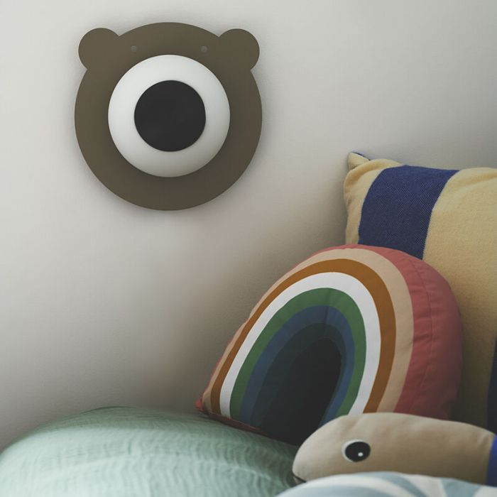 Applique murale pour enfants en métal marronne, Brunabear, avec interrupteur