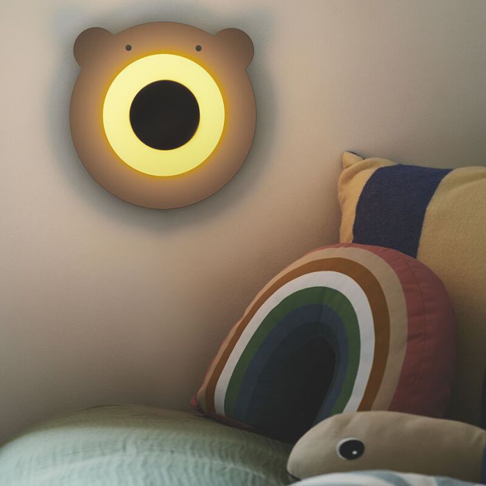 Applique murale pour enfants en métal marronne, Brunabear, avec interrupteur