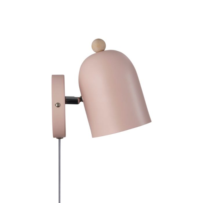 Applique murale pour enfants en métal rose, Gaston, avec interrupteur