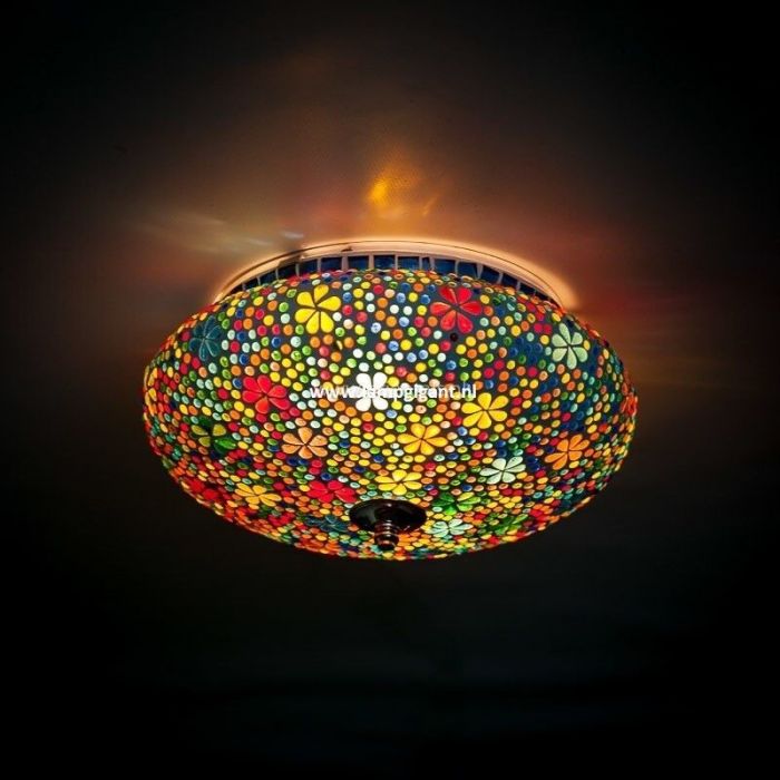 Lampe plafond orientale multicolore mosaïque, Mimoun