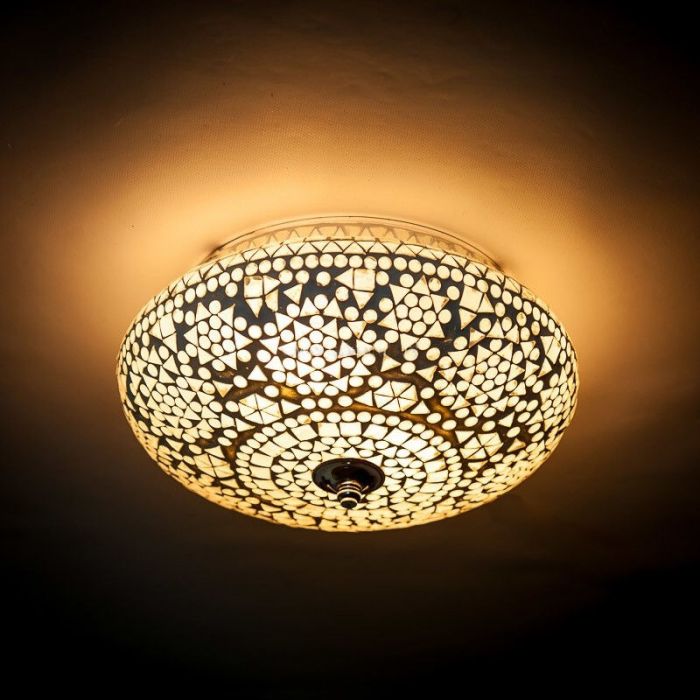 Lampe plafond orientale transparente mosaïque, Mimoun