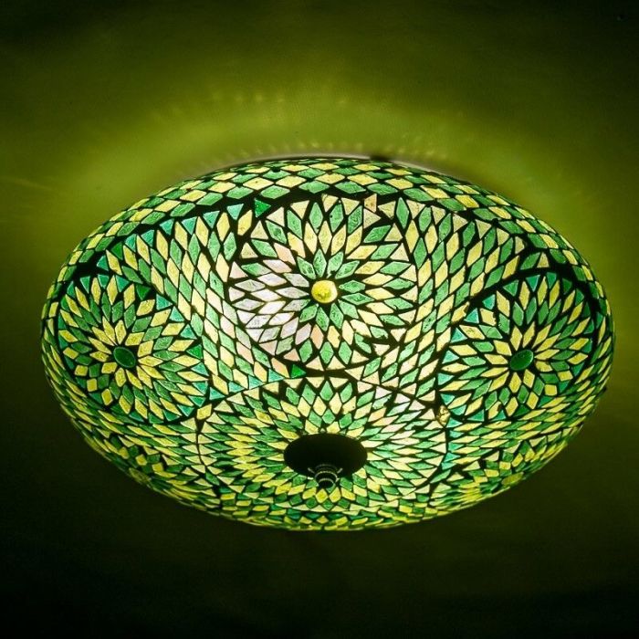 Lampe plafond orientale verte mosaïque, Louay