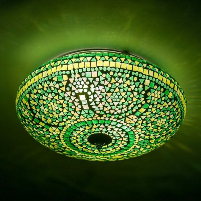 Lampe plafond orientale verte mosaïque, Louay