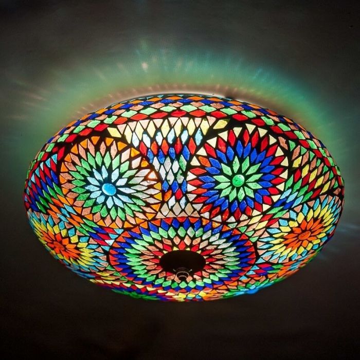 Lampe plafond orientale multicolore mosaïque, Louay