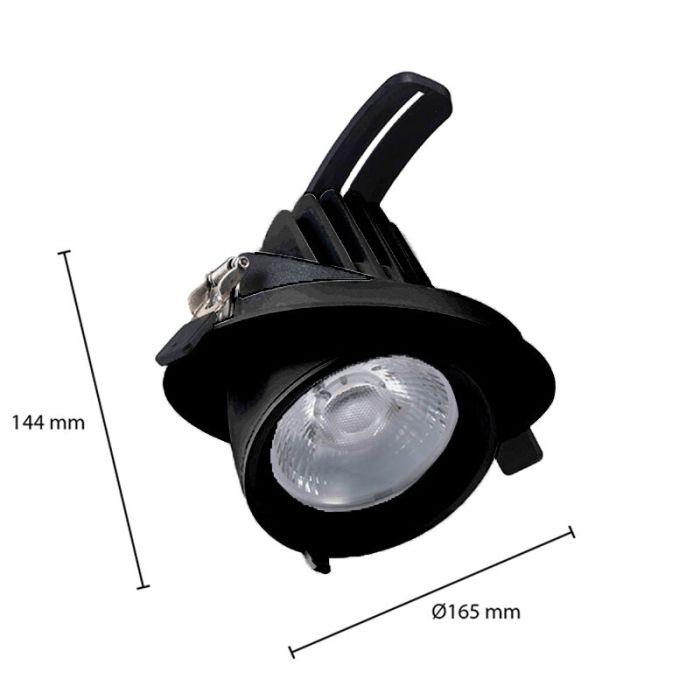 Downlight en aluminium noir, Shanaya, 30W, white switch LED