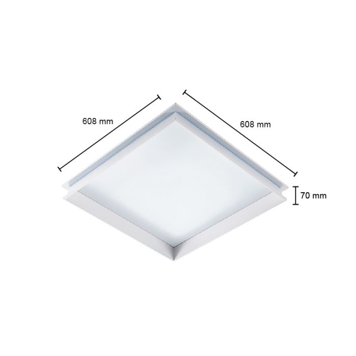 Cadre de montage pour panneau LED 60x60 cm pour un effet puits de lumière